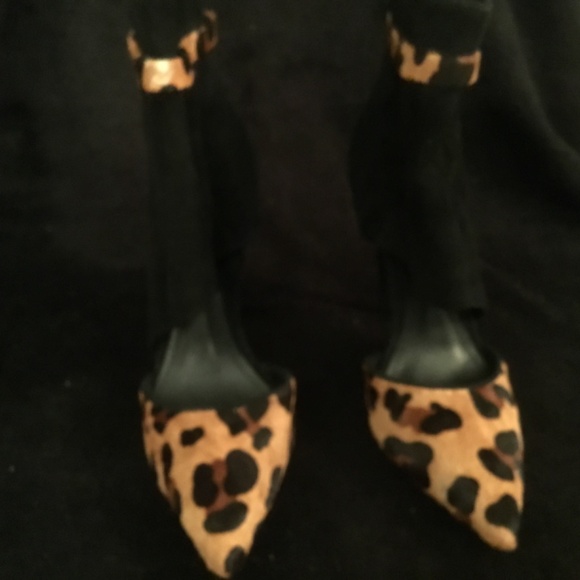Schultz black suede and  cheetah Calf hair boots size 8 (has defects) - Picture 5 of 9